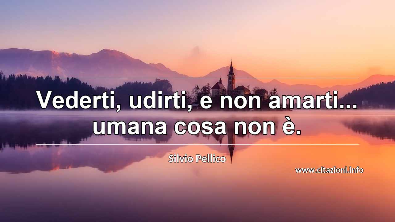 “Vederti, udirti, e non amarti... umana cosa non è.”