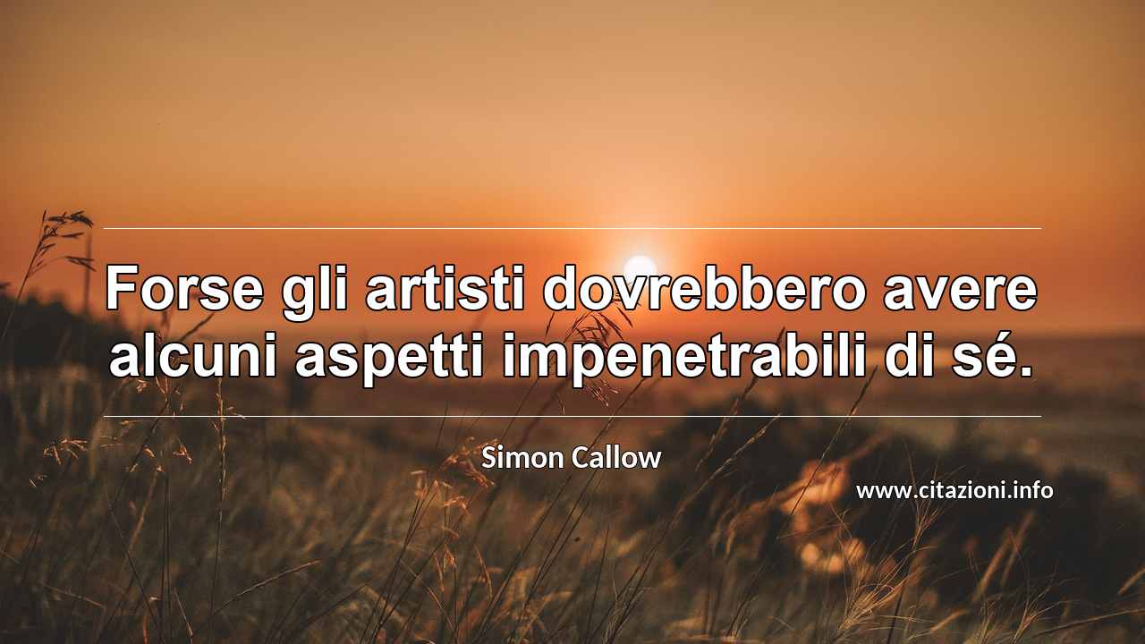 “Forse gli artisti dovrebbero avere alcuni aspetti impenetrabili di sé.”