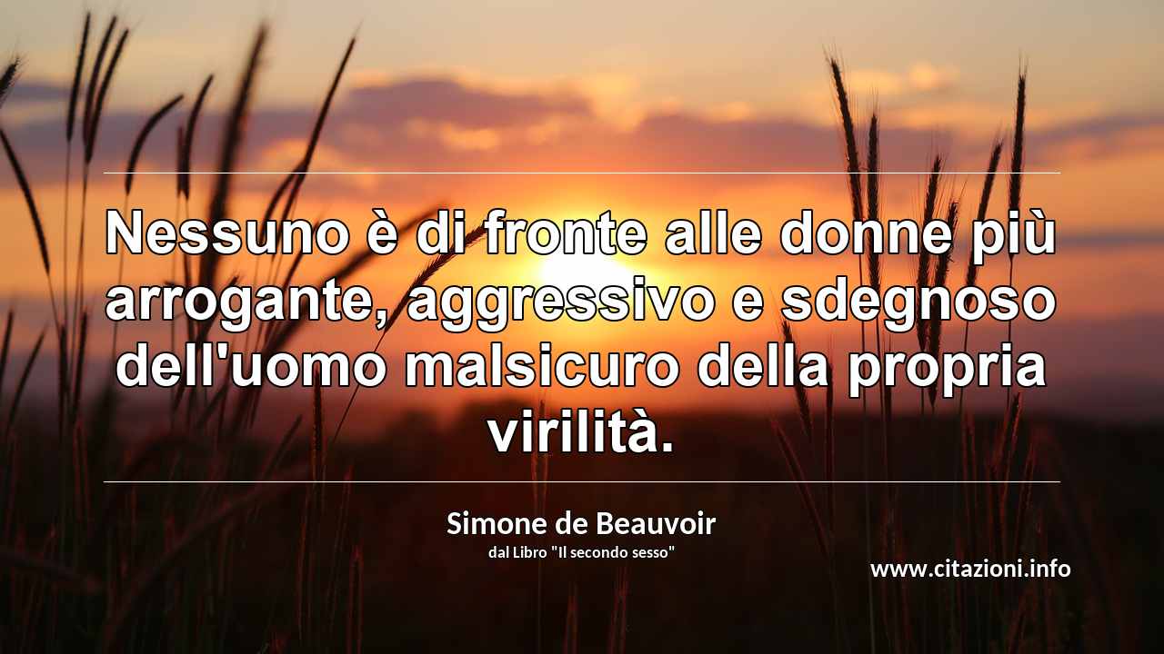 “Nessuno è di fronte alle donne più arrogante, aggressivo e sdegnoso dell'uomo malsicuro della propria virilità.”
