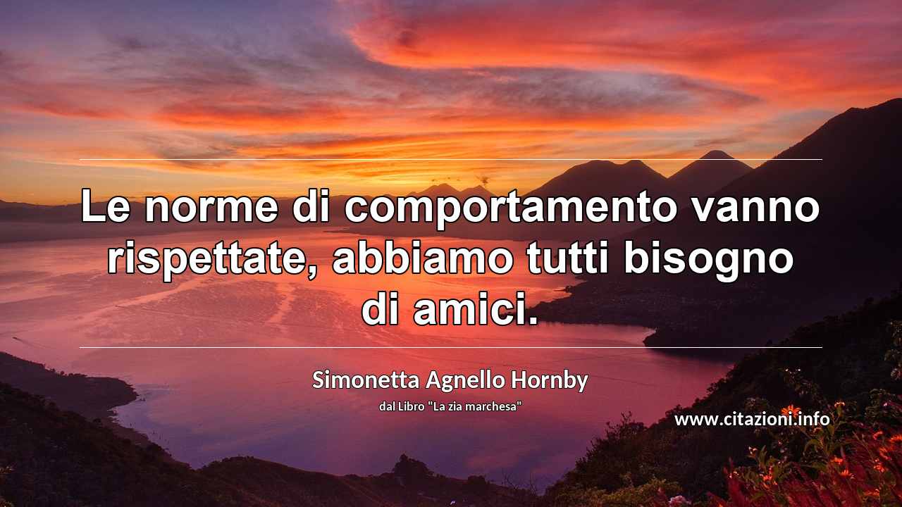 “Le norme di comportamento vanno rispettate, abbiamo tutti bisogno di amici.”