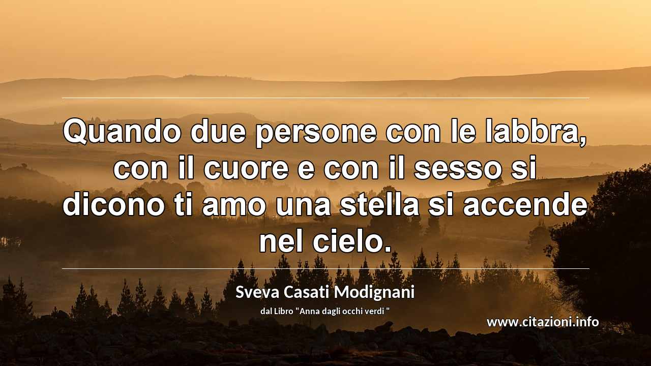 “Quando due persone con le labbra, con il cuore e con il sesso si dicono ti amo una stella si accende nel cielo.”