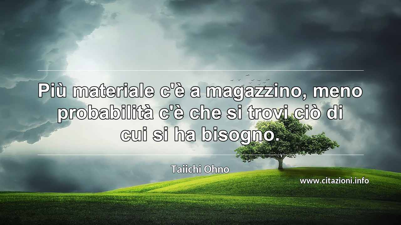 “Più materiale c'è a magazzino, meno probabilità c'è che si trovi ciò di cui si ha bisogno.”
