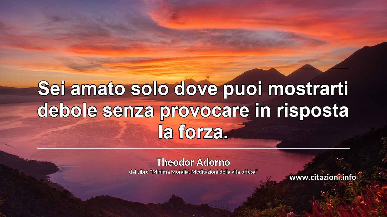 “Sei amato solo dove puoi mostrarti debole senza provocare in risposta la forza.”