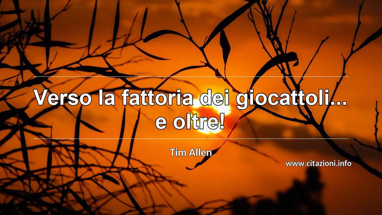 “Verso la fattoria dei giocattoli... e oltre!”
