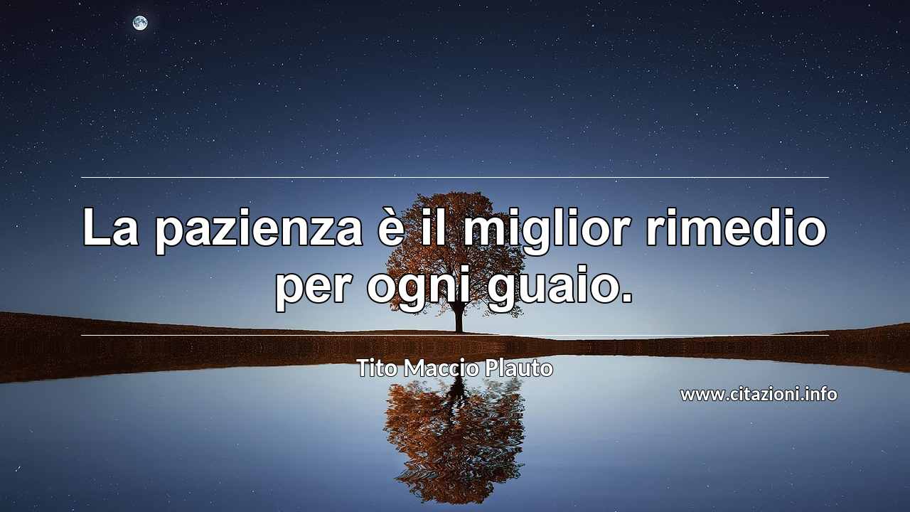 “La pazienza è il miglior rimedio per ogni guaio.”