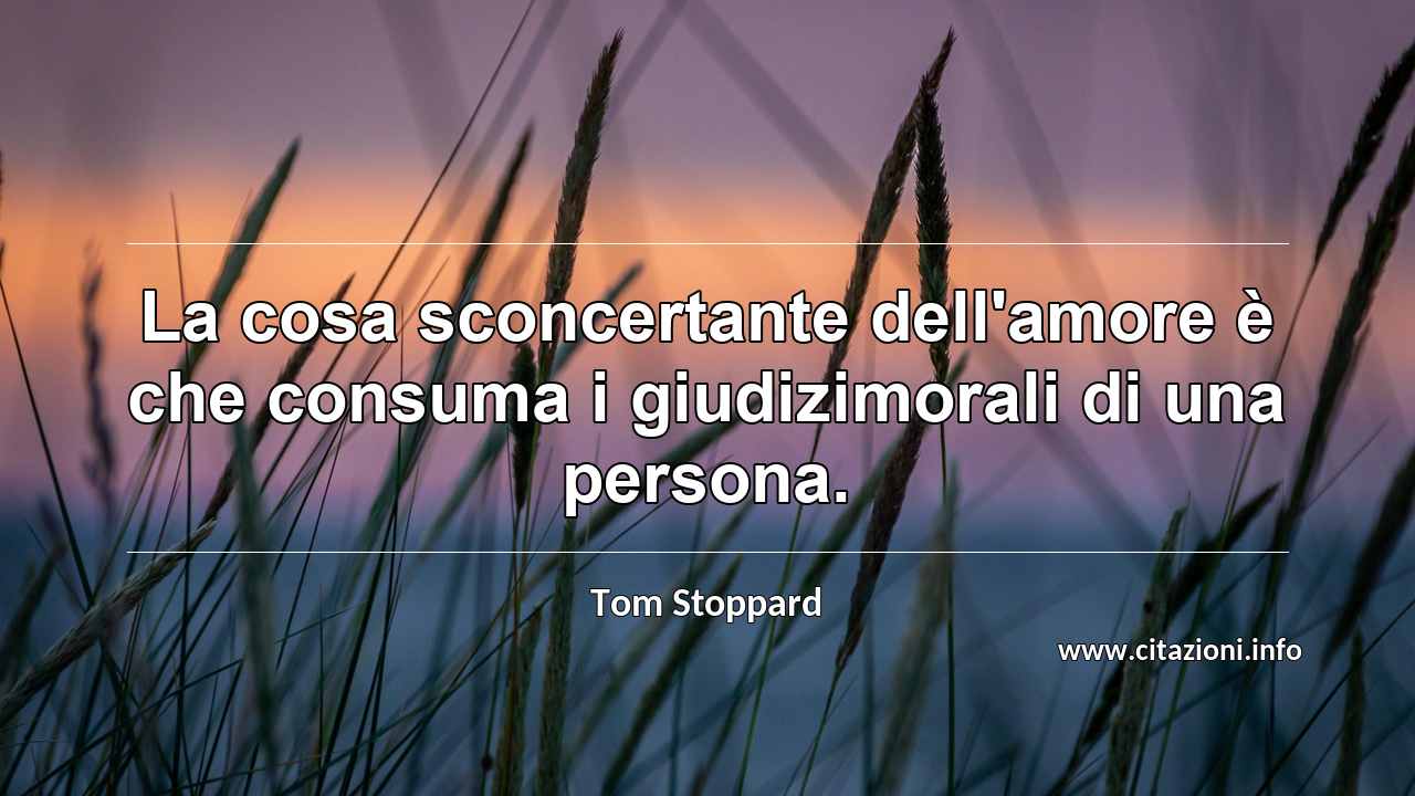 “La cosa sconcertante dell'amore è che consuma i giudizimorali di una persona.”