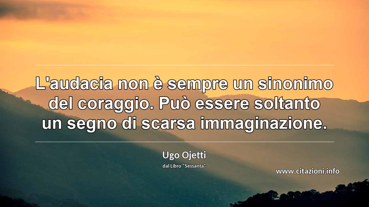 “L'audacia non è sempre un sinonimo del coraggio. Può essere soltanto un segno di scarsa immaginazione.”