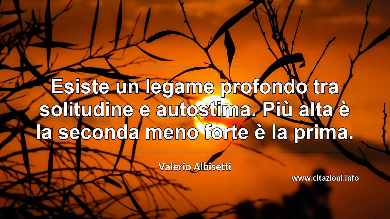 “Esiste un legame profondo tra solitudine e autostima. Più alta è la seconda meno forte è la prima.”