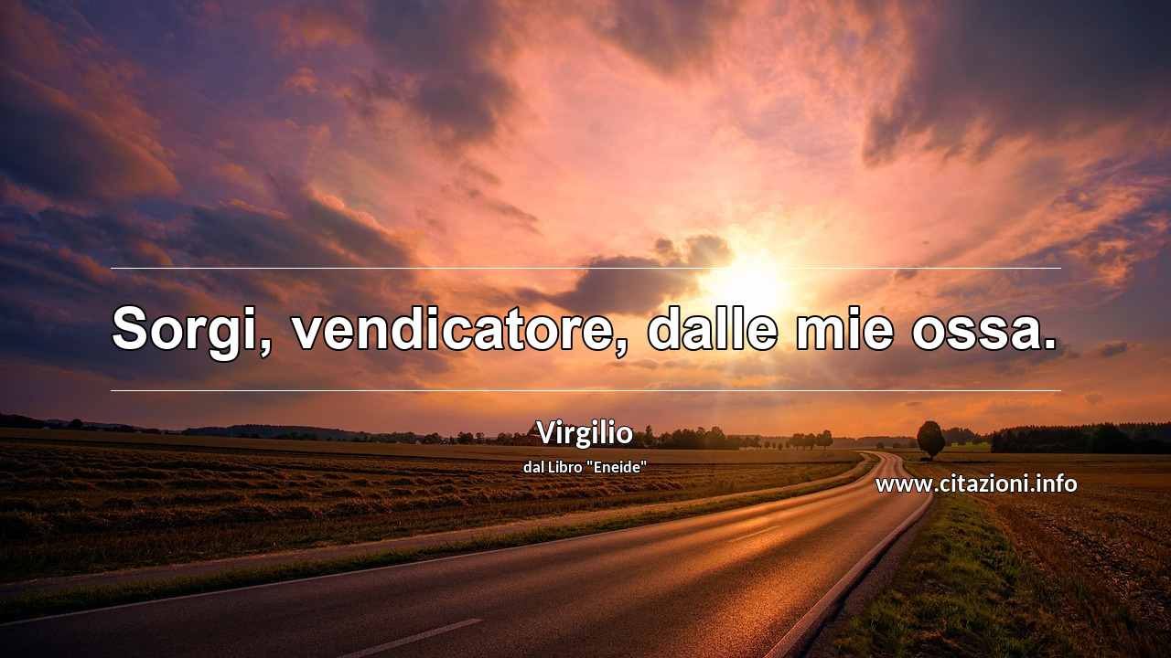 “Sorgi, vendicatore, dalle mie ossa.”
