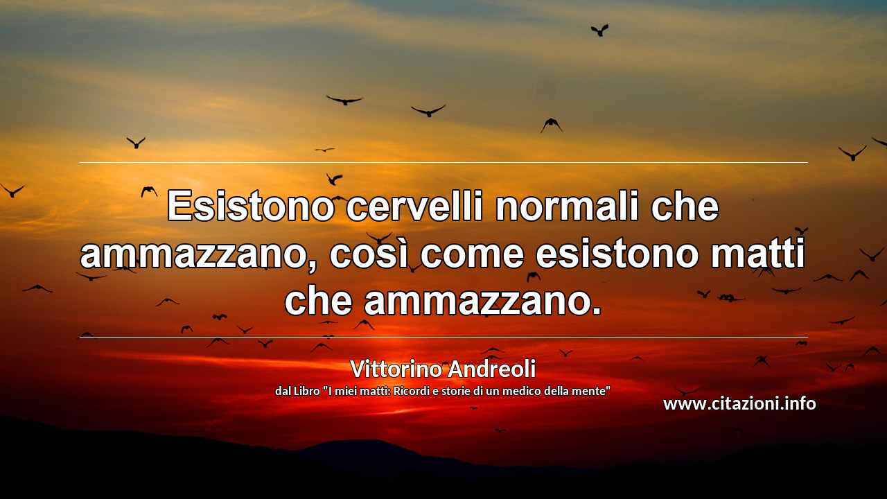 “Esistono cervelli normali che ammazzano, così come esistono matti che ammazzano.”