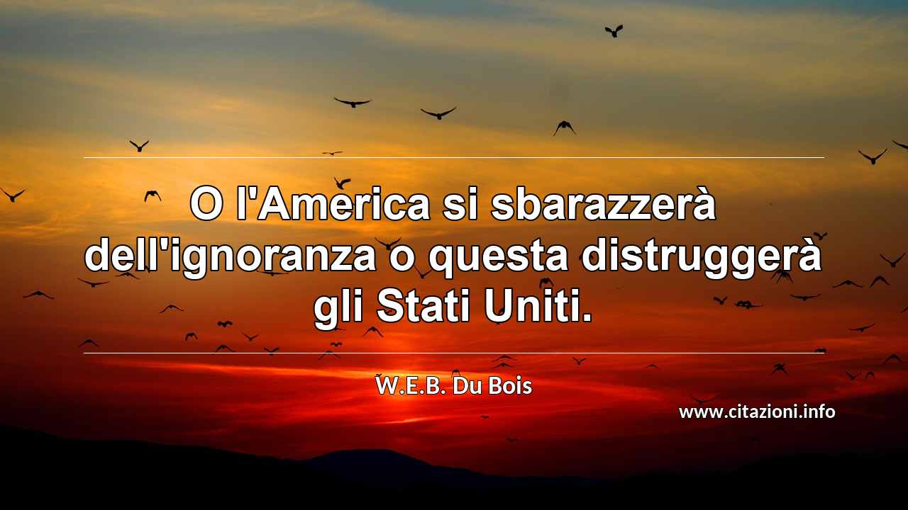 “O l'America si sbarazzerà dell'ignoranza o questa distruggerà gli Stati Uniti.”