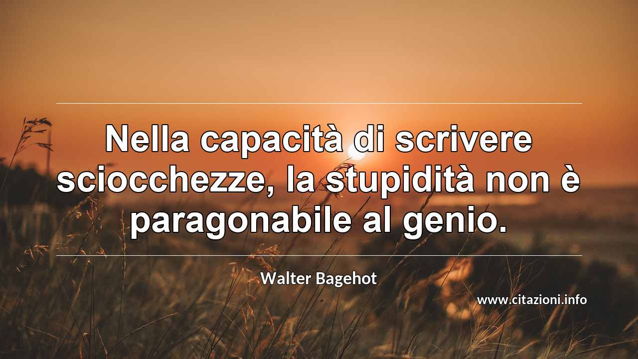 “Nella capacità di scrivere sciocchezze, la stupidità non è paragonabile al genio.”