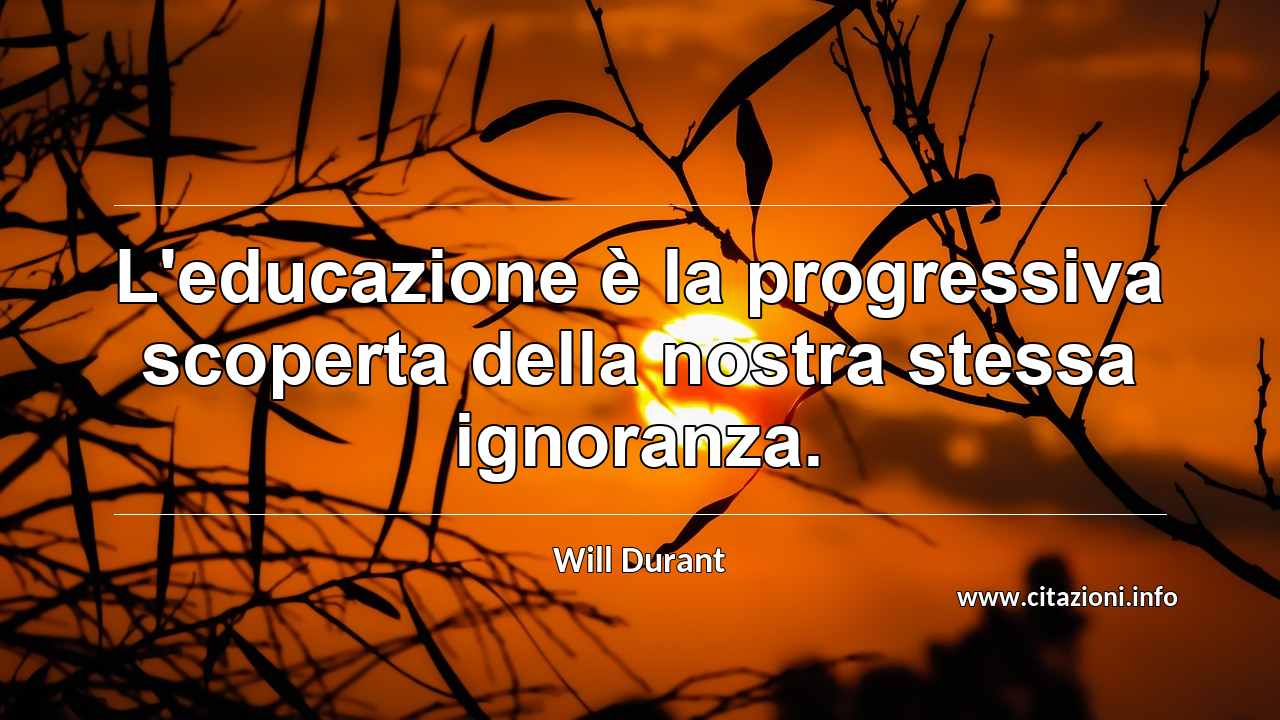 “L'educazione è la progressiva scoperta della nostra stessa ignoranza.”