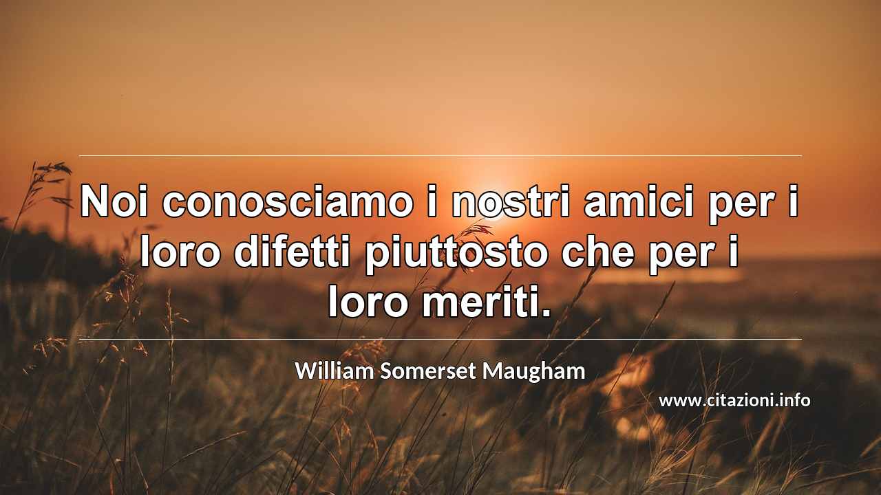 “Noi conosciamo i nostri amici per i loro difetti piuttosto che per i loro meriti.”