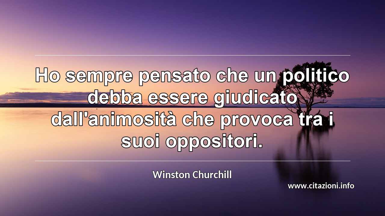 “Ho sempre pensato che un politico debba essere giudicato dall'animosità che provoca tra i suoi oppositori.”