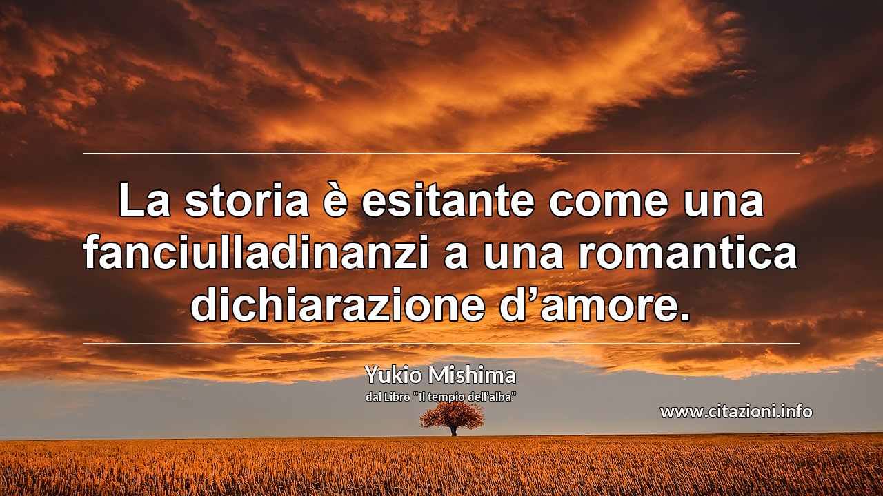 “La storia è esitante come una fanciulladinanzi a una romantica dichiarazione d’amore.”