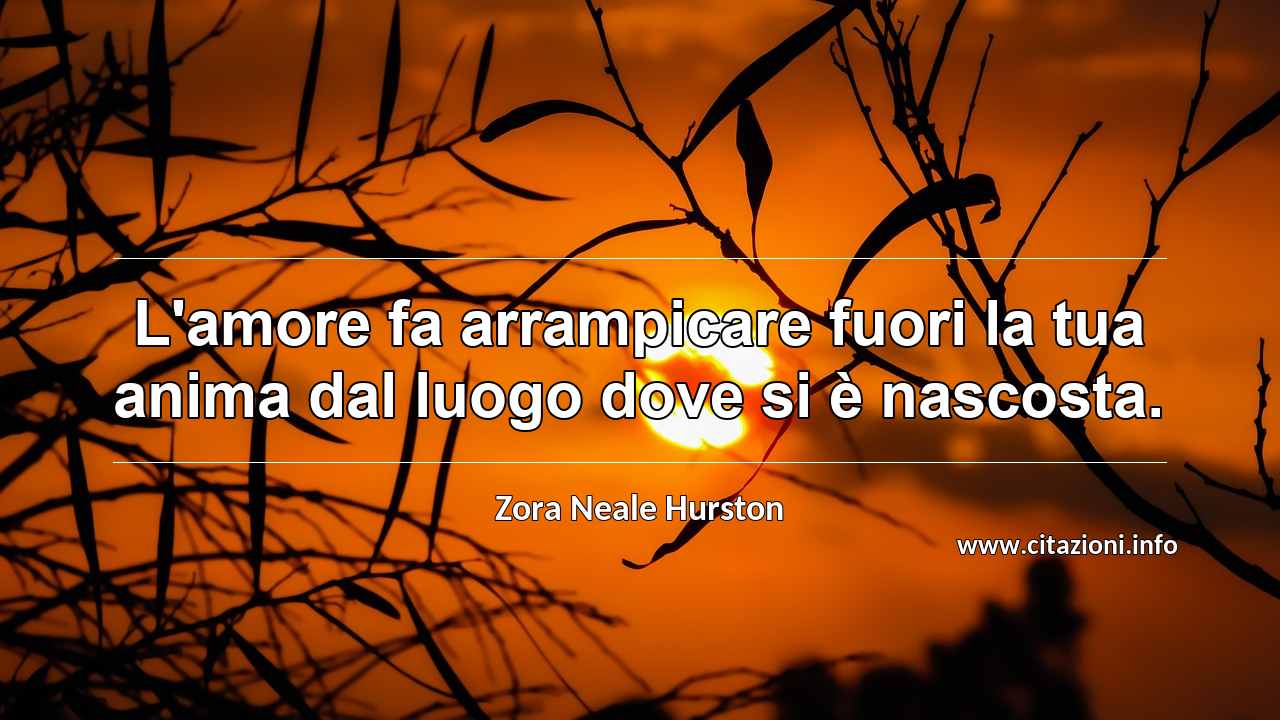 “L'amore fa arrampicare fuori la tua anima dal luogo dove si è nascosta.”