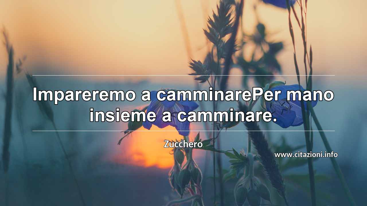 “Impareremo a camminarePer mano insieme a camminare.”