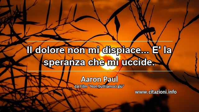 “Il dolore non mi dispiace... E' la speranza che mi uccide.”