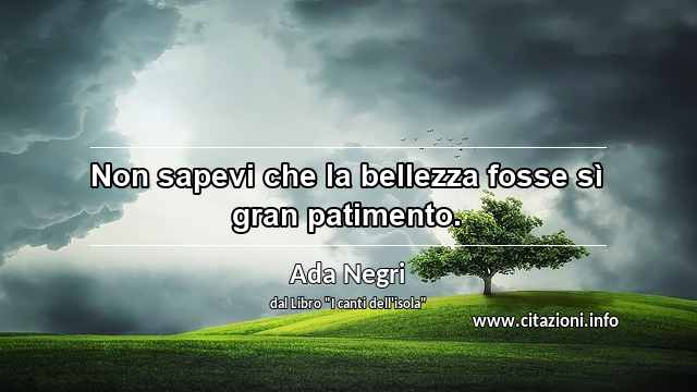 “Non sapevi che la bellezza fosse sì gran patimento.”