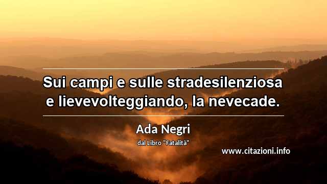 “Sui campi e sulle stradesilenziosa e lievevolteggiando, la nevecade.”