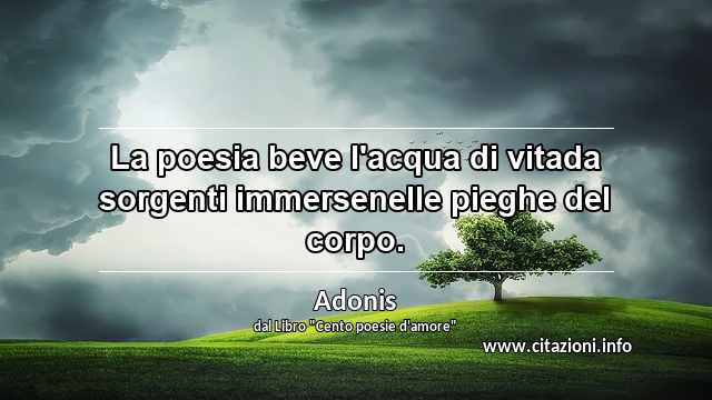 “La poesia beve l'acqua di vitada sorgenti immersenelle pieghe del corpo.”