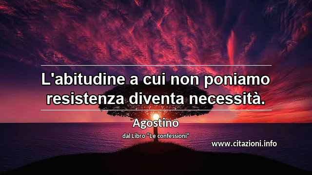 “L'abitudine a cui non poniamo resistenza diventa necessità.”