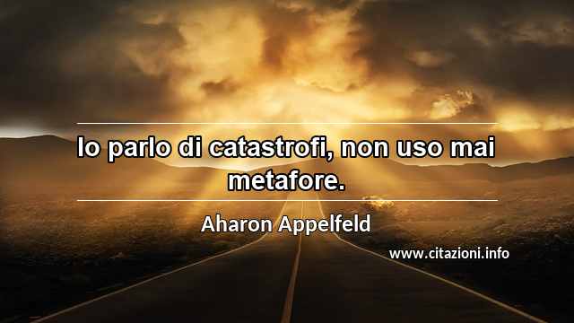 “Io parlo di catastrofi, non uso mai metafore.”