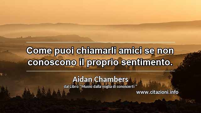 “Come puoi chiamarli amici se non conoscono il proprio sentimento.”