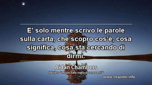 “E' solo mentre scrivo le parole sulla carta, che scopro cos’è, cosa significa, cosa sta cercando di dirmi.”