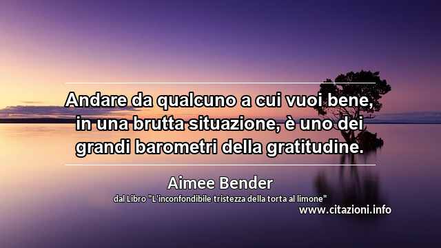 “Andare da qualcuno a cui vuoi bene, in una brutta situazione, è uno dei grandi barometri della gratitudine.”