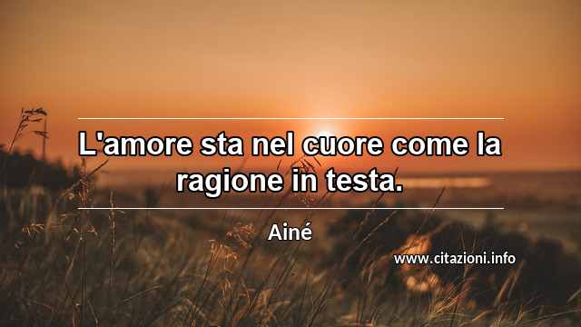 “L'amore sta nel cuore come la ragione in testa.”