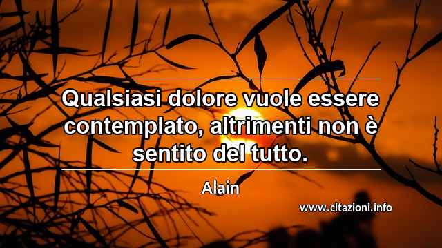 “Qualsiasi dolore vuole essere contemplato, altrimenti non è sentito del tutto.”