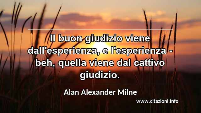 “Il buon giudizio viene dall'esperienza, e l'esperienza - beh, quella viene dal cattivo giudizio.”