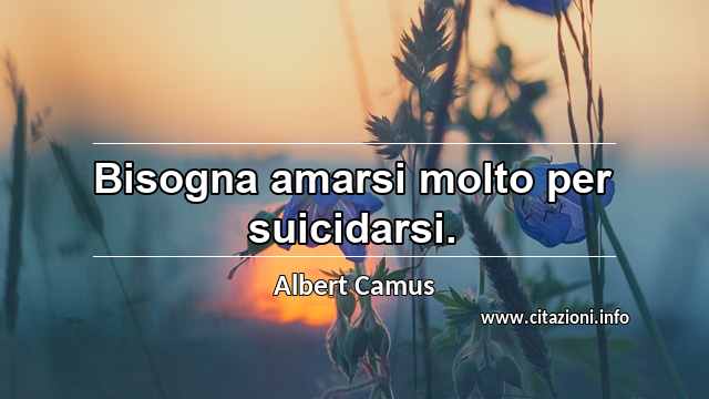 “Bisogna amarsi molto per suicidarsi.”