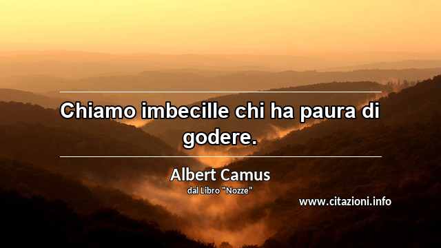 “Chiamo imbecille chi ha paura di godere.”