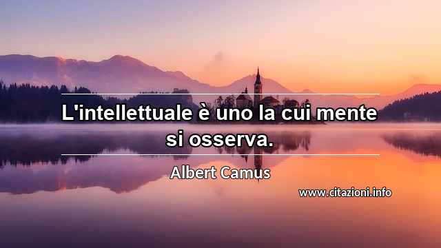 “L'intellettuale è uno la cui mente si osserva.”