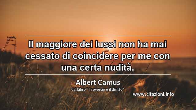 “Il maggiore dei lussi non ha mai cessato di coincidere per me con una certa nudità.”