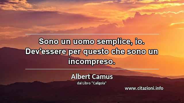 “Sono un uomo semplice, io. Dev'essere per questo che sono un incompreso.”