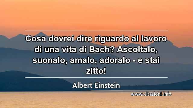 “Cosa dovrei dire riguardo al lavoro di una vita di Bach? Ascoltalo, suonalo, amalo, adoralo - e stai zitto!”