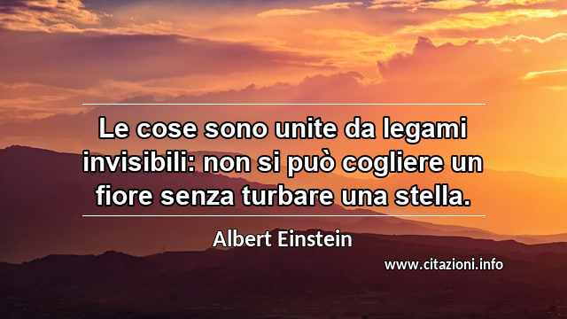 “Le cose sono unite da legami invisibili: non si può cogliere un fiore senza turbare una stella.”