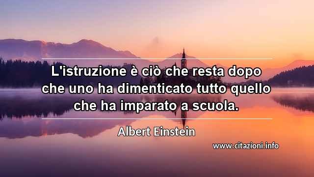 “L'istruzione è ciò che resta dopo che uno ha dimenticato tutto quello che ha imparato a scuola.”