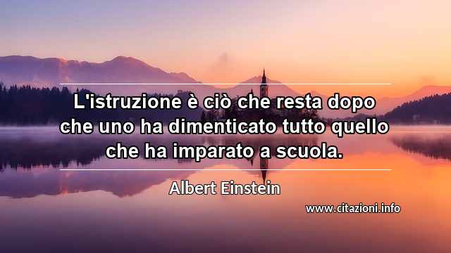 “L'istruzione è ciò che resta dopo che uno ha dimenticato tutto quello che ha imparato a scuola.”