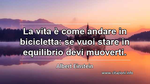 “La vita è come andare in bicicletta: se vuoi stare in equilibrio devi muoverti.”