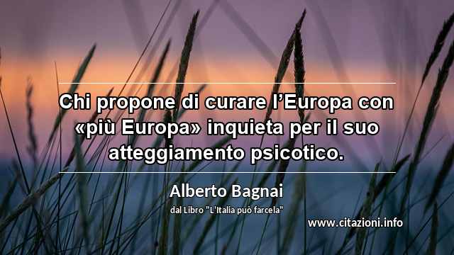 “Chi propone di curare l’Europa con «più Europa» inquieta per il suo atteggiamento psicotico.”