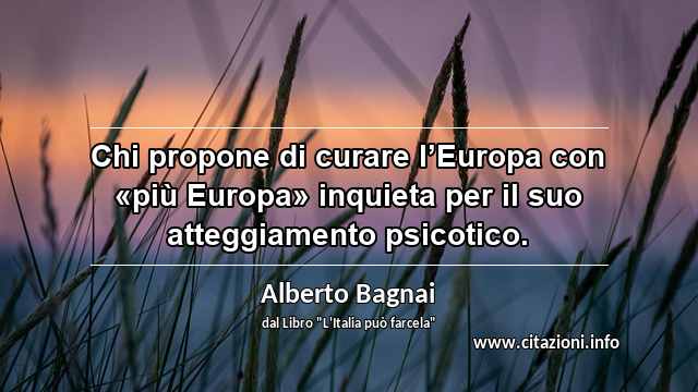 “Chi propone di curare l’Europa con «più Europa» inquieta per il suo atteggiamento psicotico.”