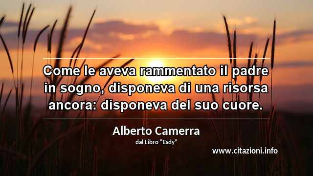 “Come le aveva rammentato il padre in sogno, disponeva di una risorsa ancora: disponeva del suo cuore.”