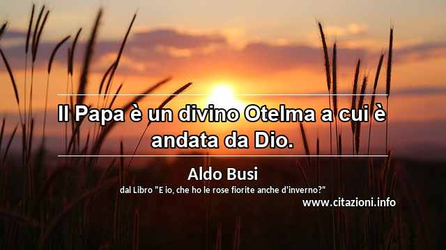 “Il Papa è un divino Otelma a cui è andata da Dio.”