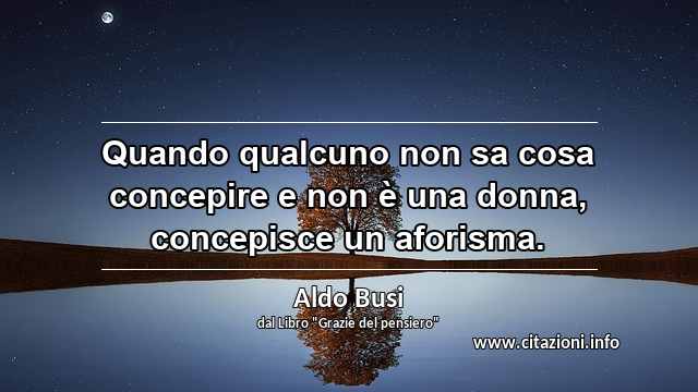 “Quando qualcuno non sa cosa concepire e non è una donna, concepisce un aforisma.”