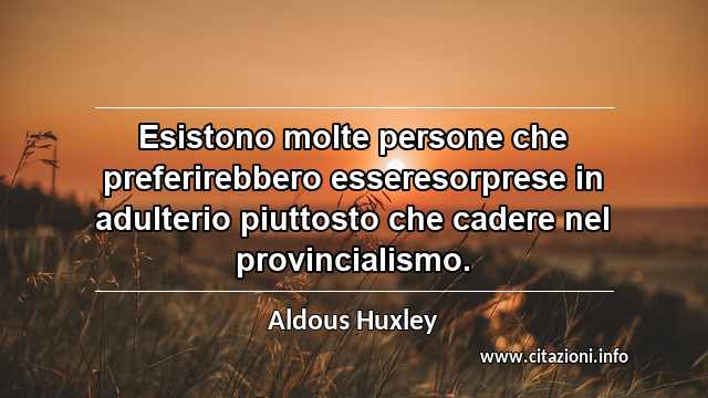 “Esistono molte persone che preferirebbero esseresorprese in adulterio piuttosto che cadere nel provincialismo.”